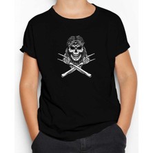 Kovboy Rock N Roll Skull Siyah Çocuk Tişört