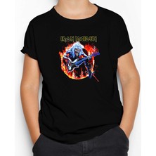 Iron Maiden Fire Siyah Çocuk Tişört