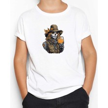Kovboy Woman Skull Beyaz Çocuk Tişört