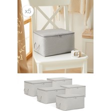 Mediterian Küçük Boy Gri Balıksırtı Baza Altı Valiz Düzenleyici, 30x22x18 cm