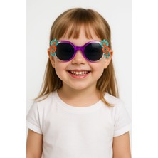 Kız Çocuk Çiçek Detaylı Mor Güneş Gözlüğü 2-12 Yaş | Uv Korumalı Renkli Yazlık Aksesuar