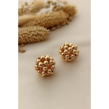  Gold Metal Topçuk Çivi Küpe