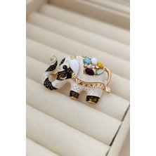  Renkli Mineli Fil Broş (4cm)
