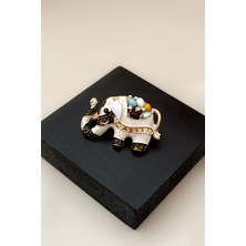  Renkli Mineli Fil Broş (4cm)