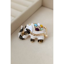  Renkli Mineli Fil Broş (4cm)