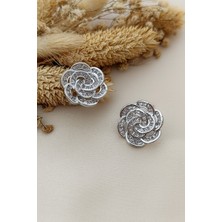  Silver Geçme Çiçek Figür Şık Abiye Küpe