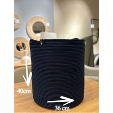 Mediterian Çok amaçlı düzenleyici sepet ve saksılık, büyük boy, siyah, jüt materyal