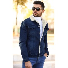 Erkek Içi Kürklü Slim Fit Kot Ceket