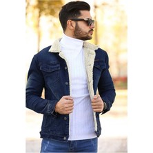 Erkek Içi Kürklü Slim Fit Kot Ceket