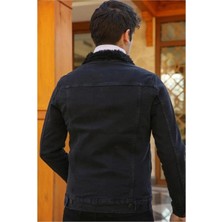 Erkek Içi Kürklü Slim Fit Kot Ceket