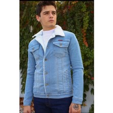 Erkek Içi Kürklü Slim Fit Kot Ceket