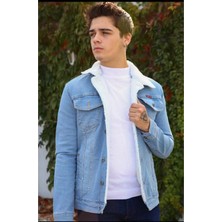 Erkek Içi Kürklü Slim Fit Kot Ceket