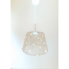 UltraNova Çok Renkli Hasır İp Sargılı Ponponlu Çocuk Odası Sarkıt Avize 20x30