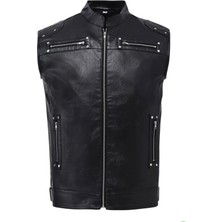 Motorcu Cooper Slimfit Hakiki Koyun Derisi Yelek Orta Kalın