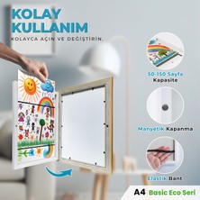 A4 Çocuk Sanat Resim Çerçevesi Katlanır Saklama Resmi Kolay Değiştirilebilir Manyetik Açılır Kapanır Çocuklar Için
