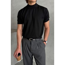 Erkek Oversize Yarım Balıkçı Triko T-Shirt