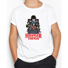 Stranger Things Characters Beyaz Çocuk Tişört
