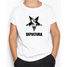 Sepultura Yazı Logo Beyaz Çocuk Tişört