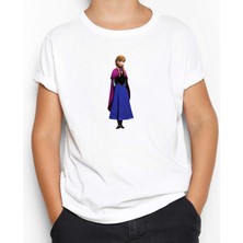 Karlar Ülkesi Anna Siluet Beyaz Çocuk Tişört