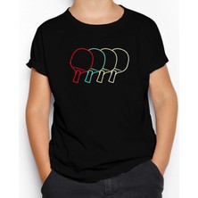 Ping Pong Table Tennis Rackets Siyah Çocuk Tişört