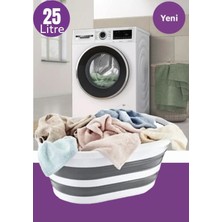 Mediterian Katlanabilir 25 lt Beyaz Çamaşır Sepeti, Pratik ve Hafif Tasarım