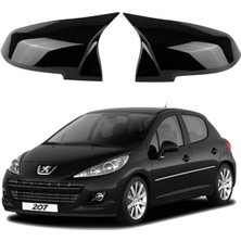 Peugeot 207 Uyumlu Parlak Siyah Boyalı Yarasa Ayna Kapağı