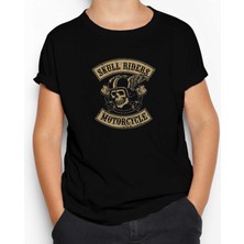 Moto Skull Riders Motorcycle Siyah Çocuk Tişört