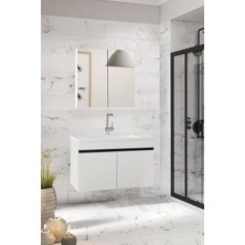 Viola-M 80 cm Komple Mdf Banyo Dolabı, Seramik Lavabolu Banyo Dolabı Seti Hazır Kurulu-B-Sı