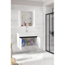 Viola-M 80 cm Komple Mdf Banyo Dolabı, Seramik Lavabolu Banyo Dolabı Seti Hazır Kurulu-B-Sı