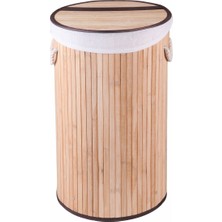 Mediterian Doğal Bambu Çamaşır Sepeti, Hafif ve Şık Tasarım, Dayanıklı ve Ferahlatıcı Görünüm