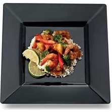 Sunumluk#parti Tabak#parti Malzemeleri#parti Sunumluk# Siyah  Plastik Kare Tabak 22X22 cm 6 Adet