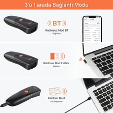 Tera 1300 Kablosuz 1d 2d Qr Barkod Okuyucu | Mini Taşınabilir 3in1 (Bluetooth, 2.4g, Usb) | Cep Tipi El Tarayıcı | Zaman Damgalı