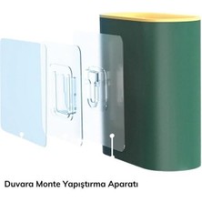 Buffer® Duvara Monte Edilebilir Kapaklı Askılı Klozet Yumuşak Silikon Başlıklı Tuvalet Fırçası Seti