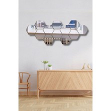 Gümüş Pleksi 12 Parça Petek Şekilli Duvar Dekoru Salon Oturma Yatak Odası Antre Için 120 x 40 cm  Ayna