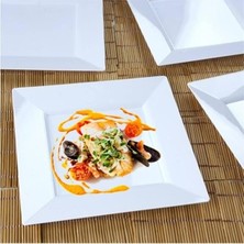 Sunumluk#parti Tabak#parti Malzemeleri#parti Sunumluk# Beyaz Plastik Kare Tabak 18X18 cm 6 Adet