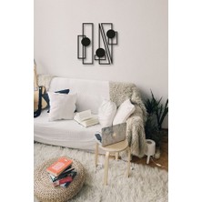 Siyah Ahşap 3lü Geometrik Duvar Dekoru - Salon Oturma Yatak Odası Antre Ofis Için 50 x 50 cm  Tablo