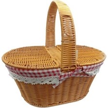 Yuvarlak Kapaklı Hasır Piknik Sepeti