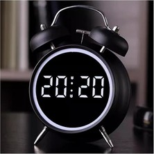 Büyük Boy Dijital Göstergeli Pilli ve Şarjlı LED Işıklı 2 Sesli Alarmlı Masa Saati