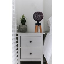 Mediterian Siyah Ahşap Top Abajur, Modern ve Şık Yerden Yüksekliği 0-100 cm