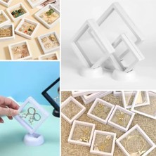 9x9 cm Standlı 3D Takı Ziynet Hatıra Koleksiyon Saklama Kutusu Şeffaf Film Çerçevesi (5064)