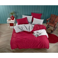 Çizgili Saten Çift Kişilik Nevresim Takımı