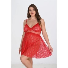 Eterelle Moda Büyük Beden Kırmızı Gecelik 3040