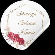 Gelin Bohçası Etiketi Yuvarlak  4x4 cm 54 Adet - Arletikettasarım