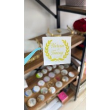 Söz, Kına, Nişan Gold Renk Çikolata Etiketi Yüzüklü 3,5x3,5 cm 70 Adet - Arletikettasarım