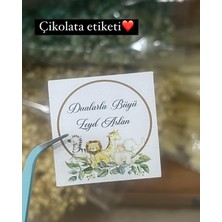 Dualalarla Büyü Yazılı Çikolata Etiketi Safarili 3,5x3,5 cm 70 Adet Kişiye Özel - Arletikettasarım