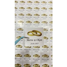 Söz, Kına, Nişan Çikolata Etiketi Yüzüklü 3,5x3,5 cm 70 Adet - Arletikettasarım