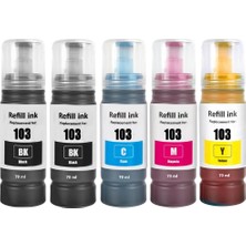 Epson 103 Muadil Uyumlu 4 Renk Mürekkep Takımı, L3110/L3111/L3150/L3151/L4150/L6190/L6160 Uyumlu +1 Siyah