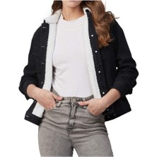Kadın Içi Kürklü Slim Fit Kot Ceket