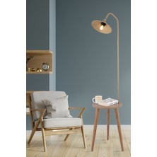 Mediterian Doğal Ahşap Modern Ayaklı Şık Abajur Lambader, Metal, Tripod, Yerden Yükseklik: 101-150 cm