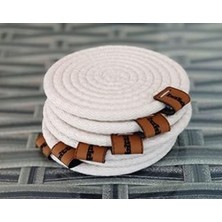 6 Adet Hasir Bardak Altliği Çay Kahve Fincan Altliği Krem